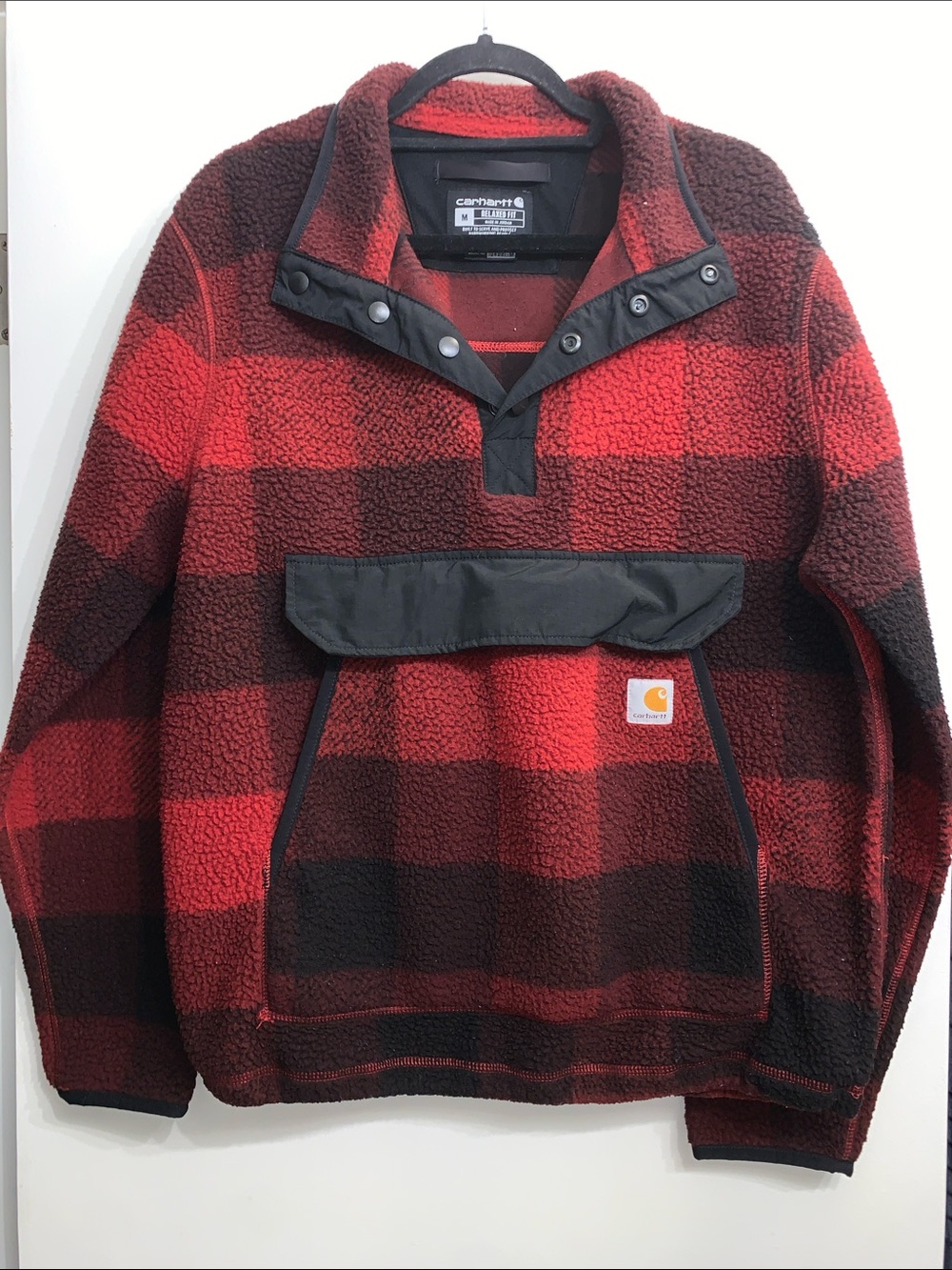 Carhartt Red and Black Buffalo Plaid Sherpa Pullover